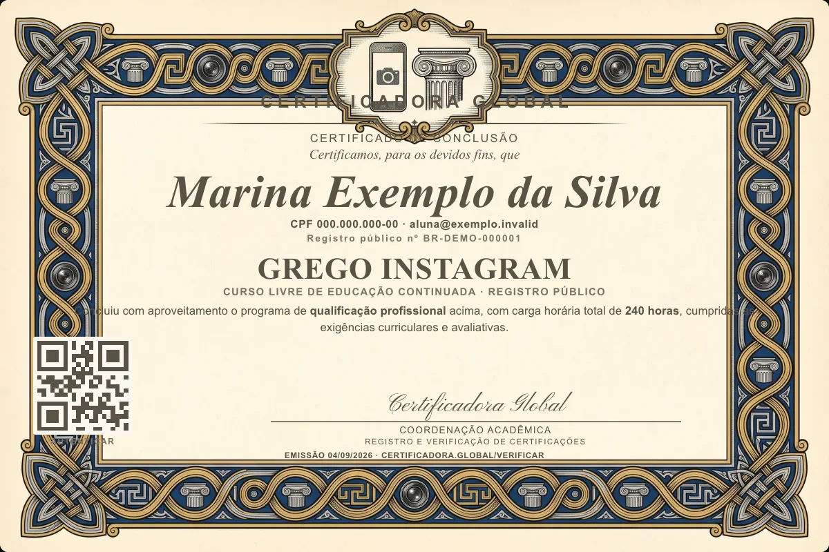 Capa do curso Grego Instagram