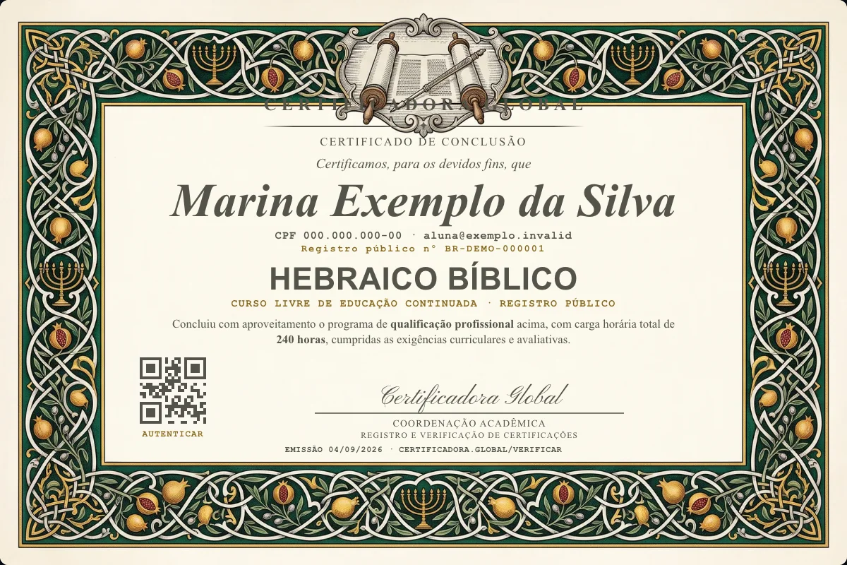 Capa do curso Hebraico Bíblico