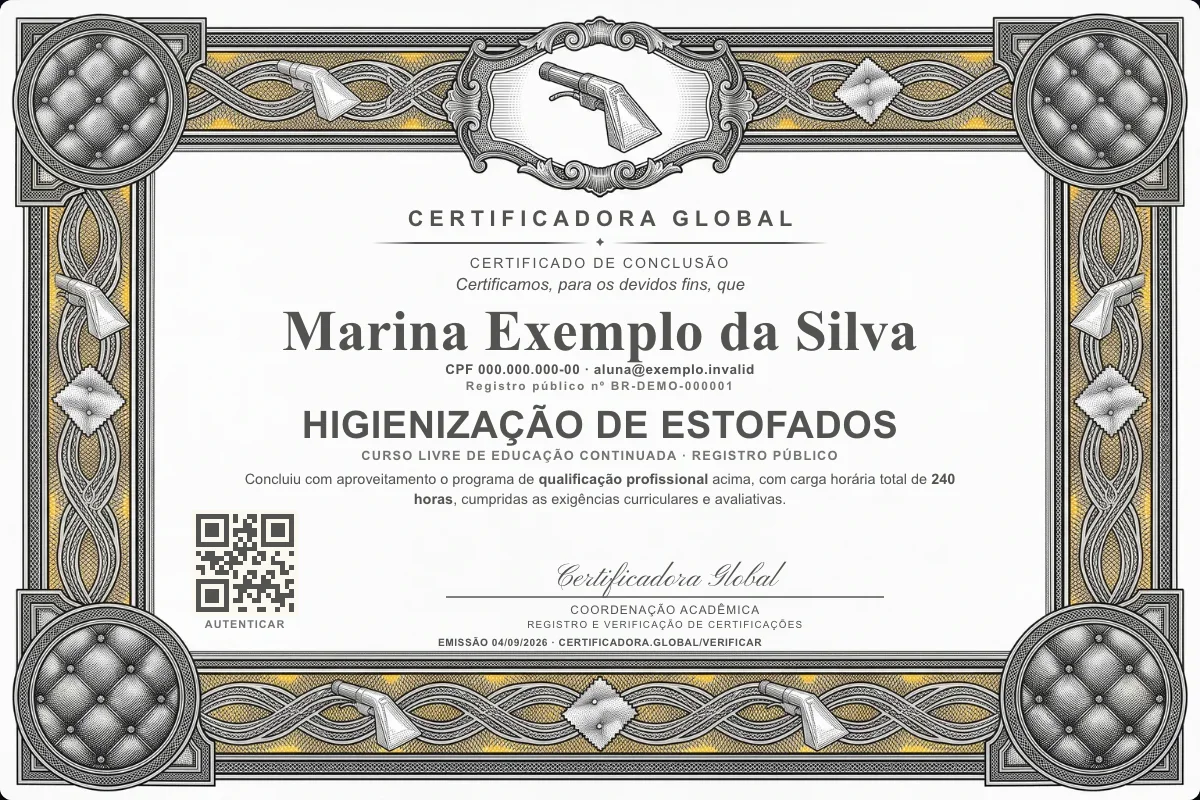 Capa do curso Higienização de Estofados