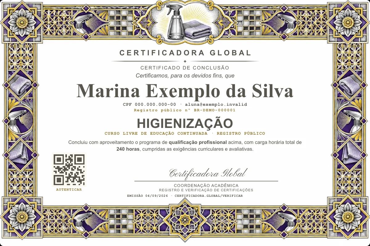 Capa do curso Higienização