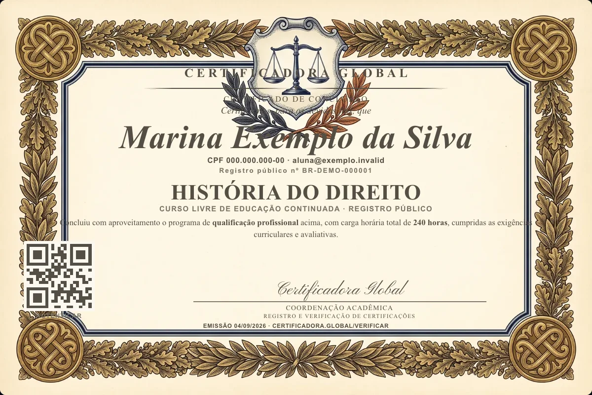 Capa do curso História do Direito