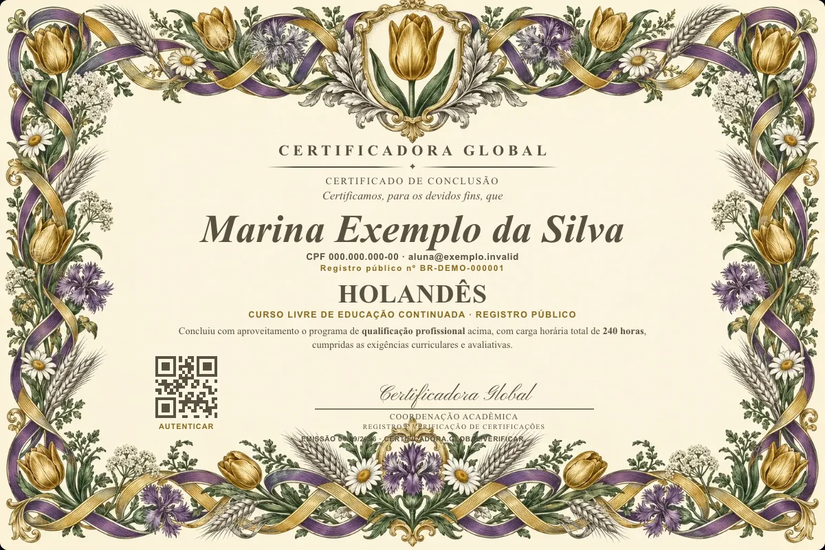 Capa do curso Holandês