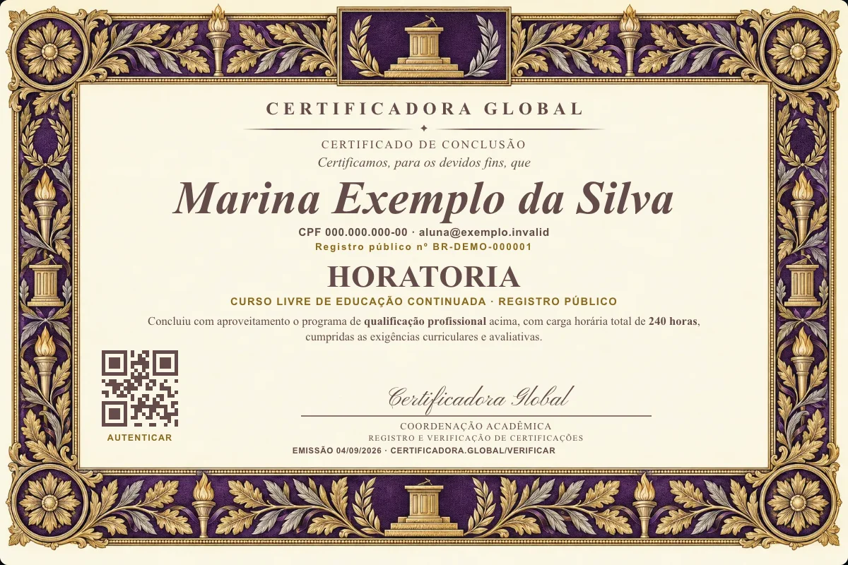 Capa do curso Horatoria