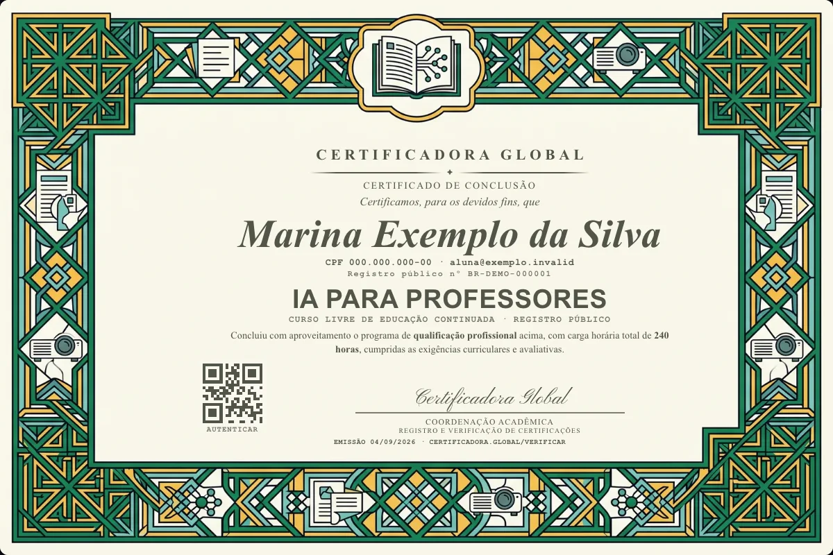 Capa do curso IA para Professores