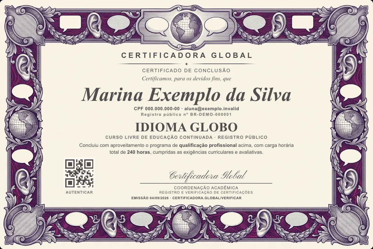 Capa do curso Idioma Globo
