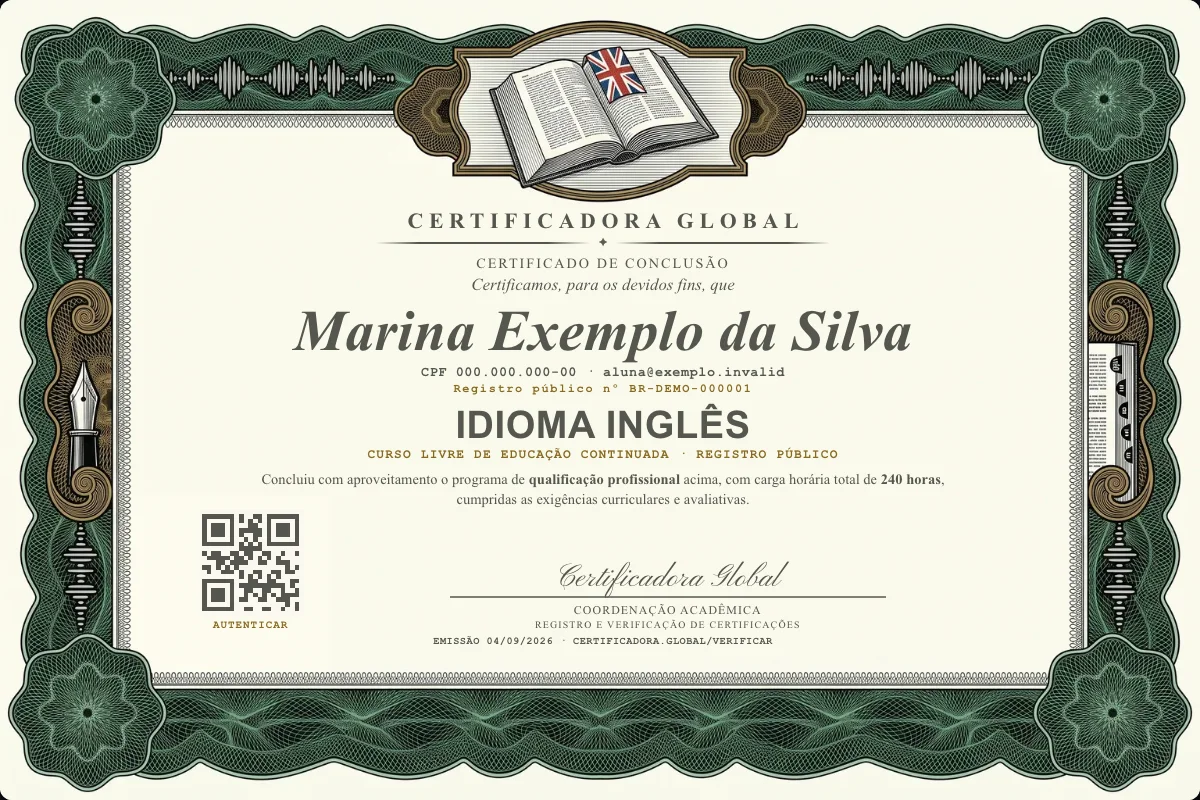 Capa do curso Idioma Inglês