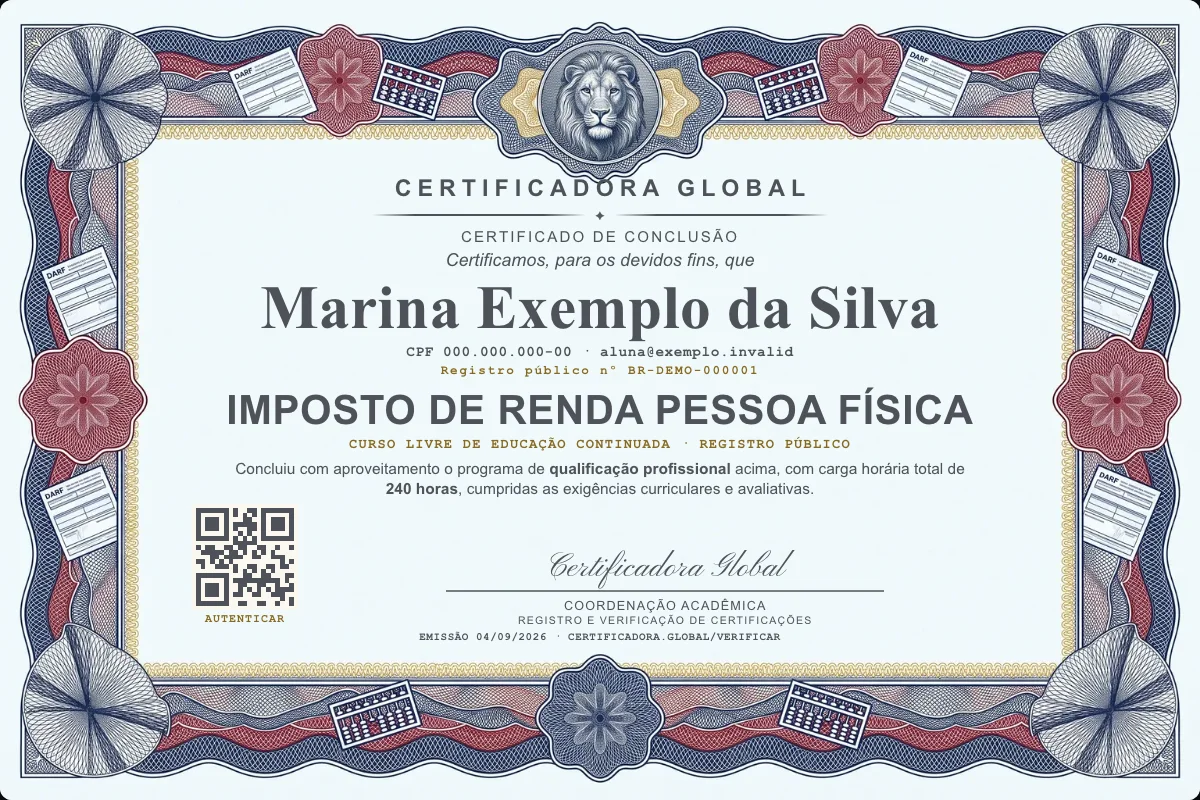 Capa do curso Imposto de Renda Pessoa Física