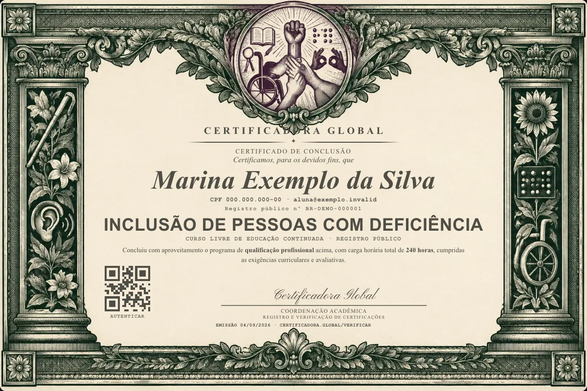 Capa do curso Inclusão de Pessoas com Deficiência
