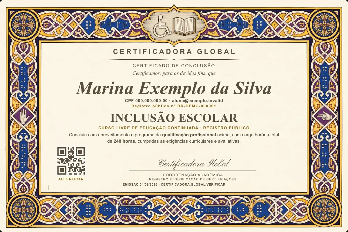 Capa do curso Inclusão Escolar