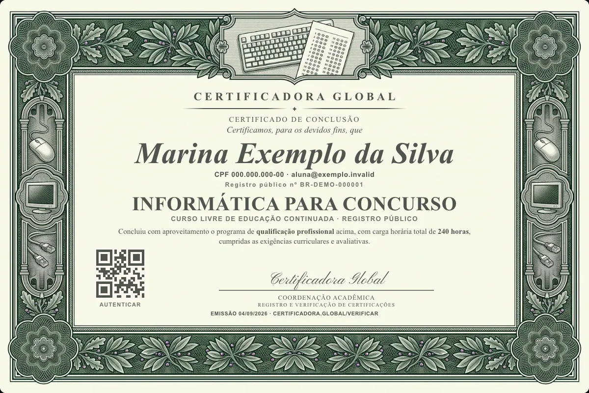 Capa do curso Informática para Concurso