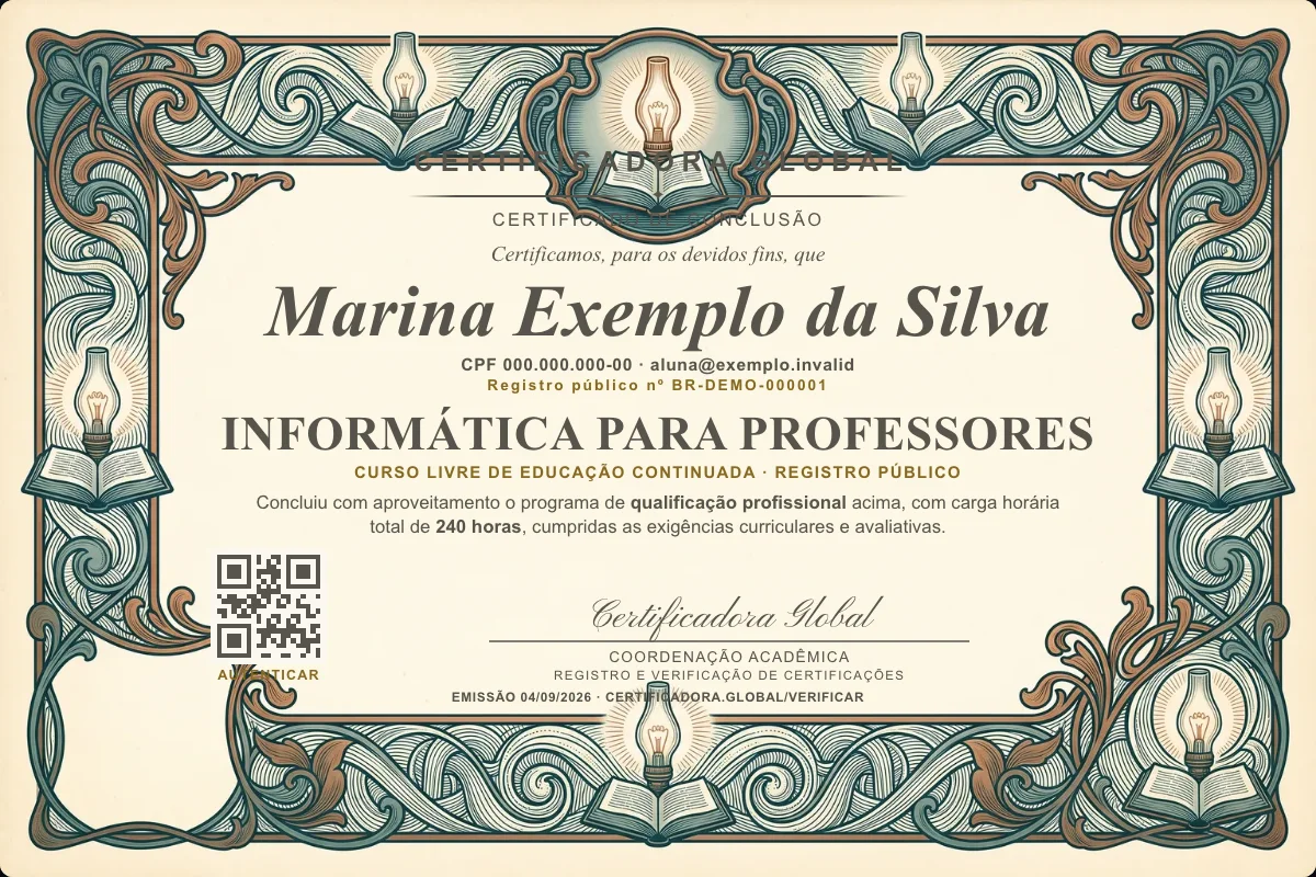 Capa do curso Informática para Professores