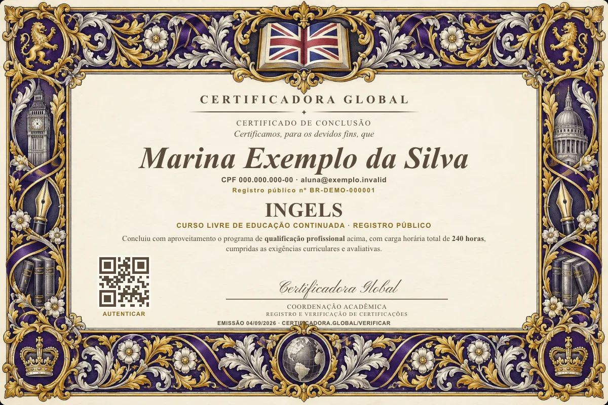 Capa do curso Ingels