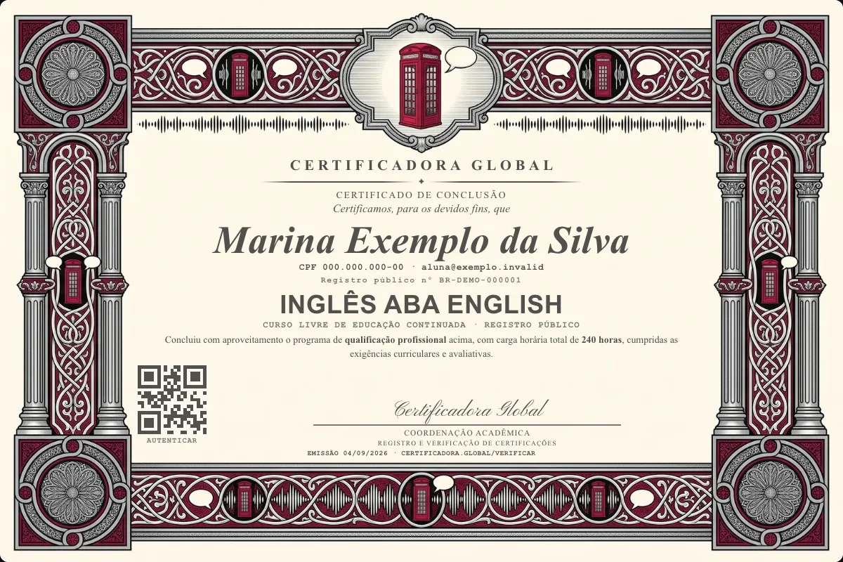 Capa do curso Inglês ABA English