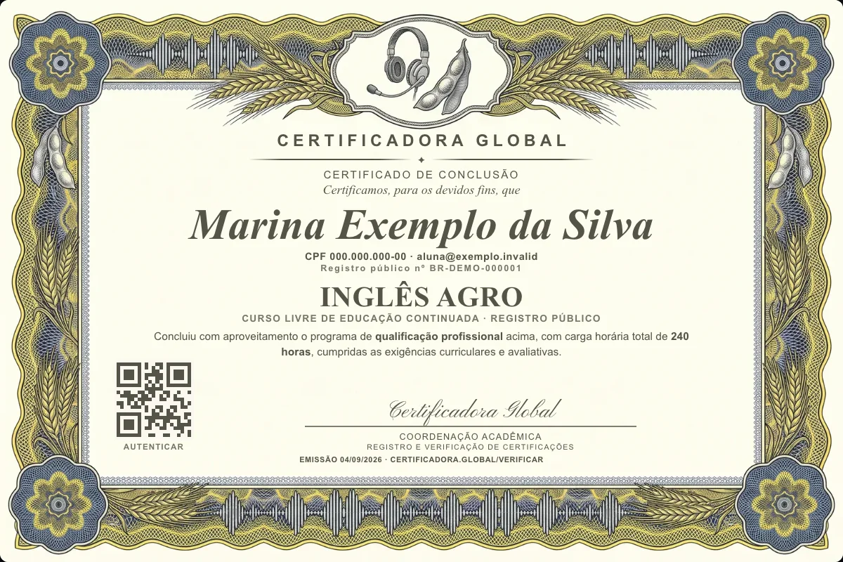 Capa do curso Inglês Agro