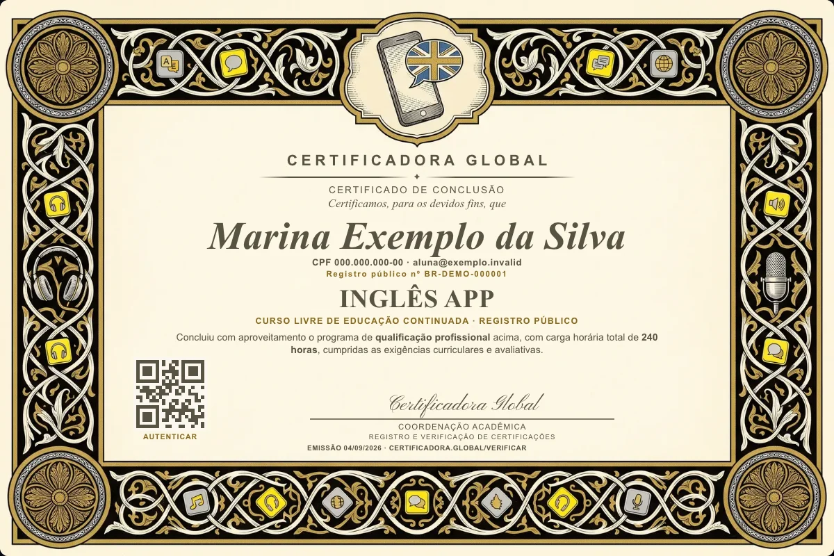 Capa do curso Inglês App