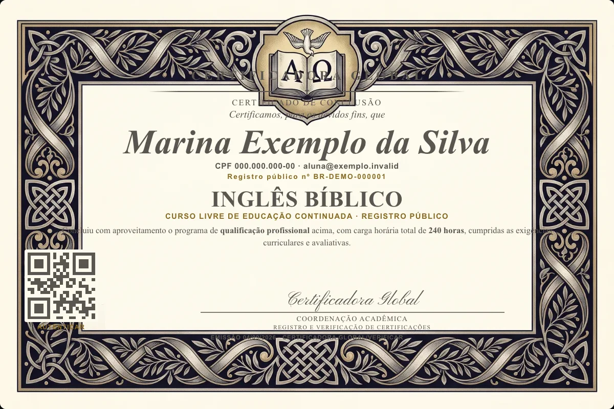 Capa do curso Inglês Bíblico