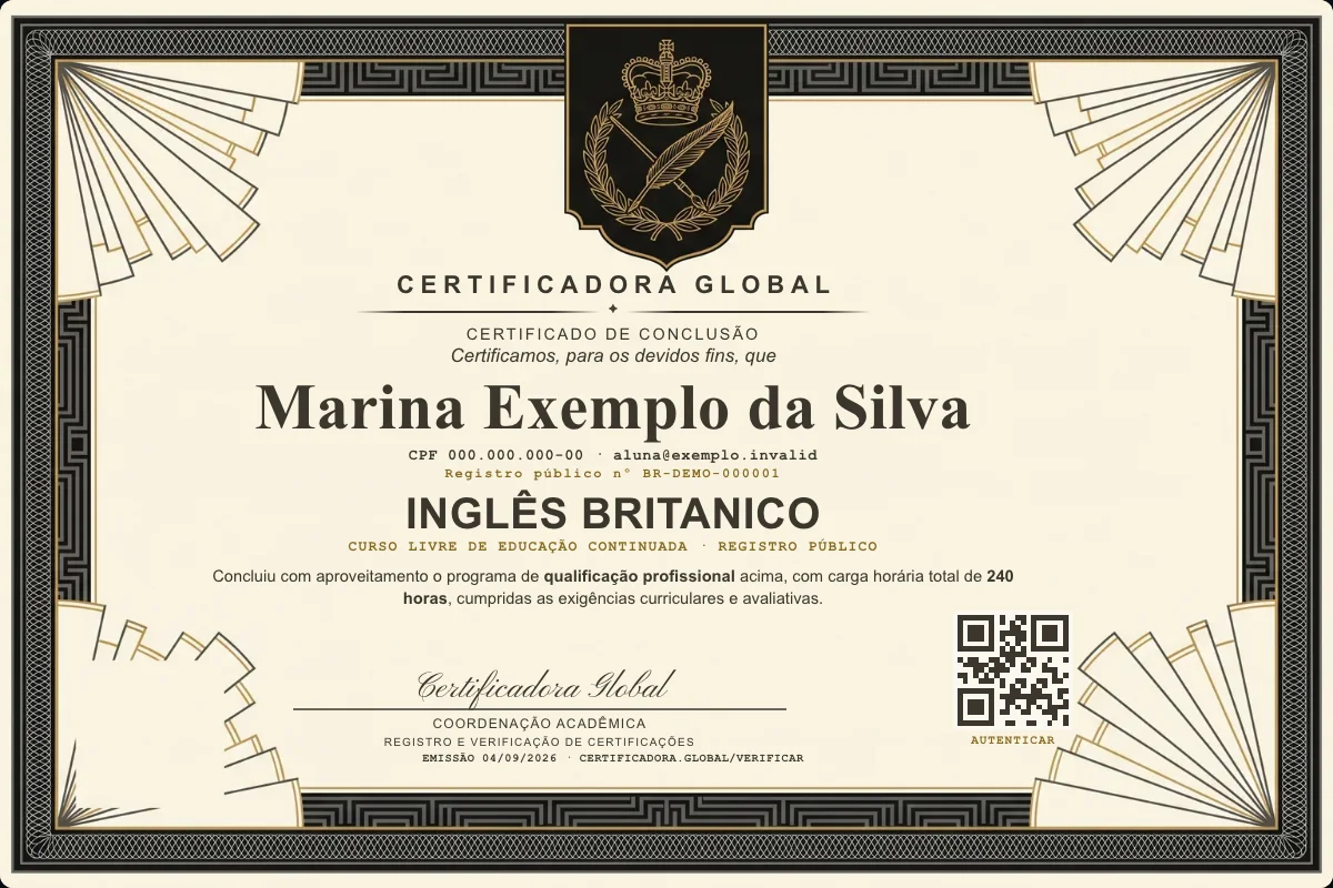 Capa do curso Inglês Britanico
