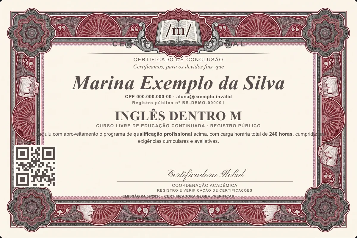 Capa do curso Inglês Dentro M