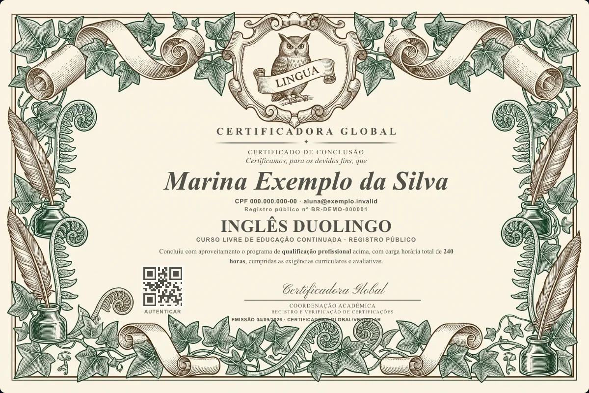 Capa do curso Inglês Duolingo