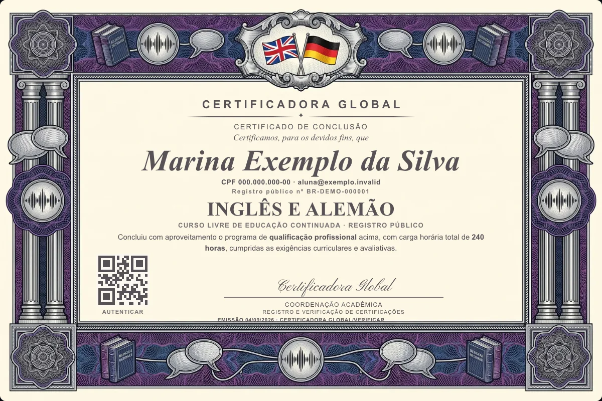 Capa do curso Inglês e Alemão