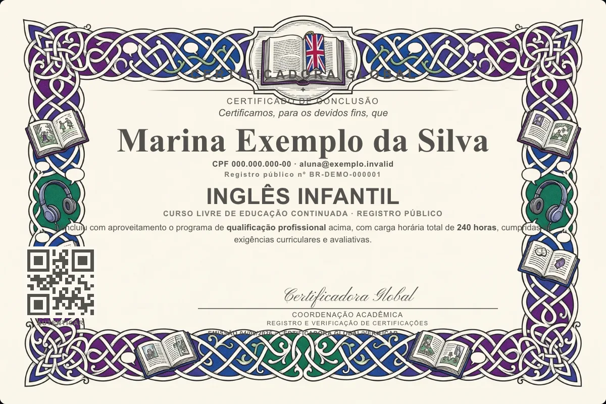 Capa do curso Inglês Infantil