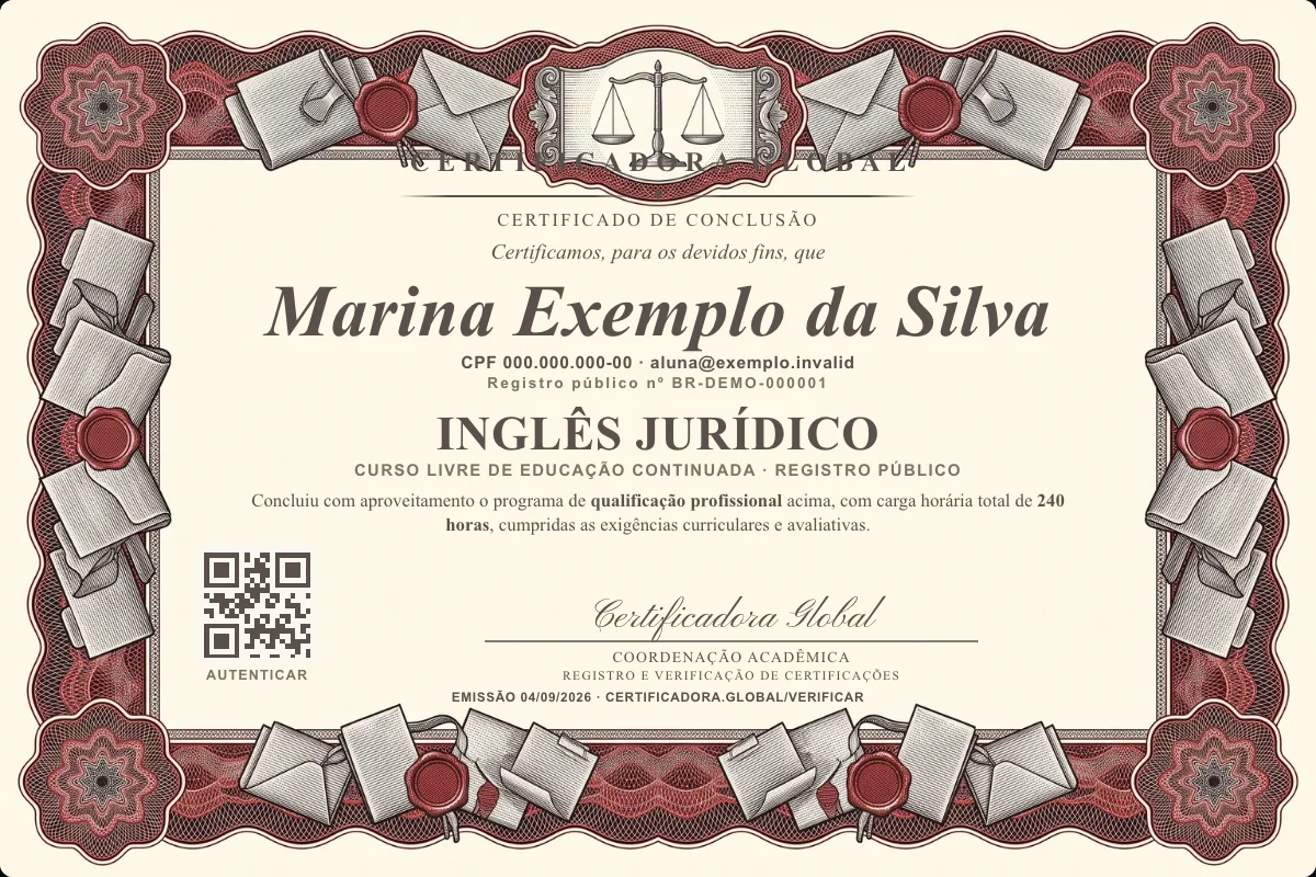 Capa do curso Inglês Jurídico