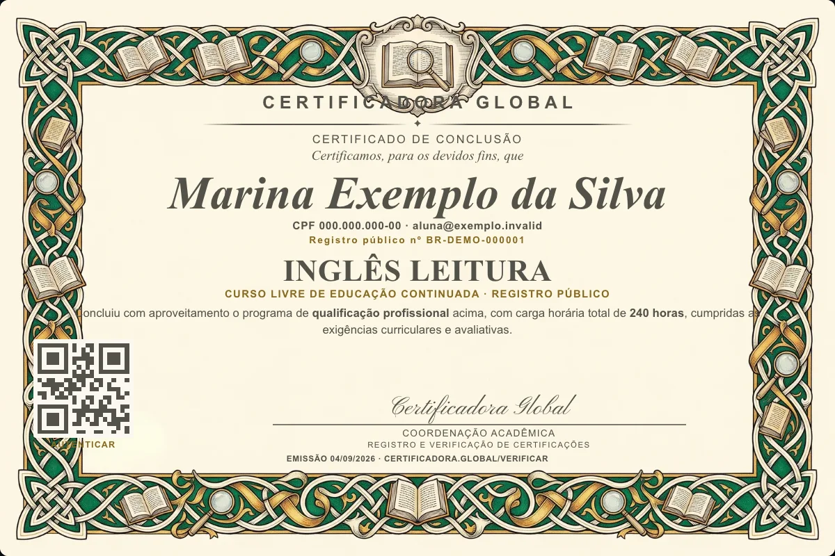 Capa do curso Inglês Leitura