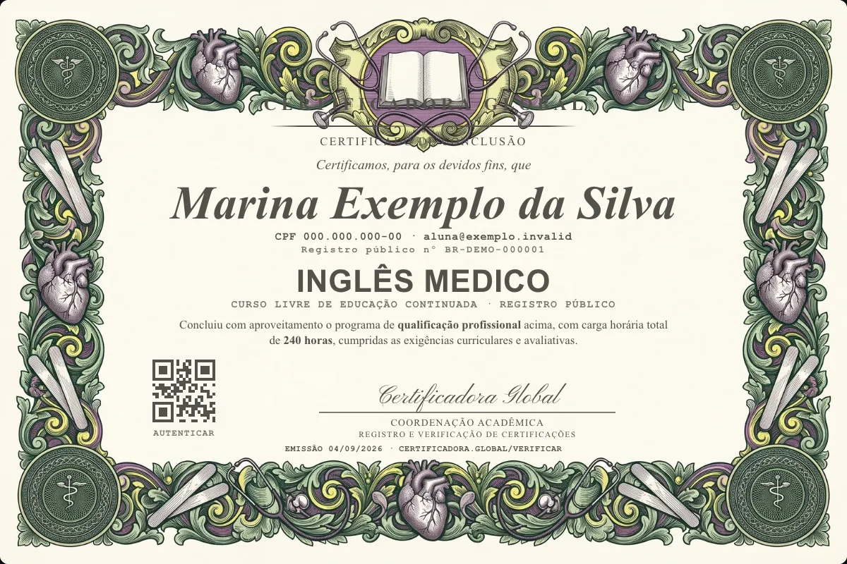 Capa do curso Inglês Medico