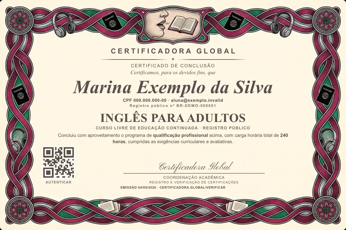 Capa do curso Inglês para Adultos