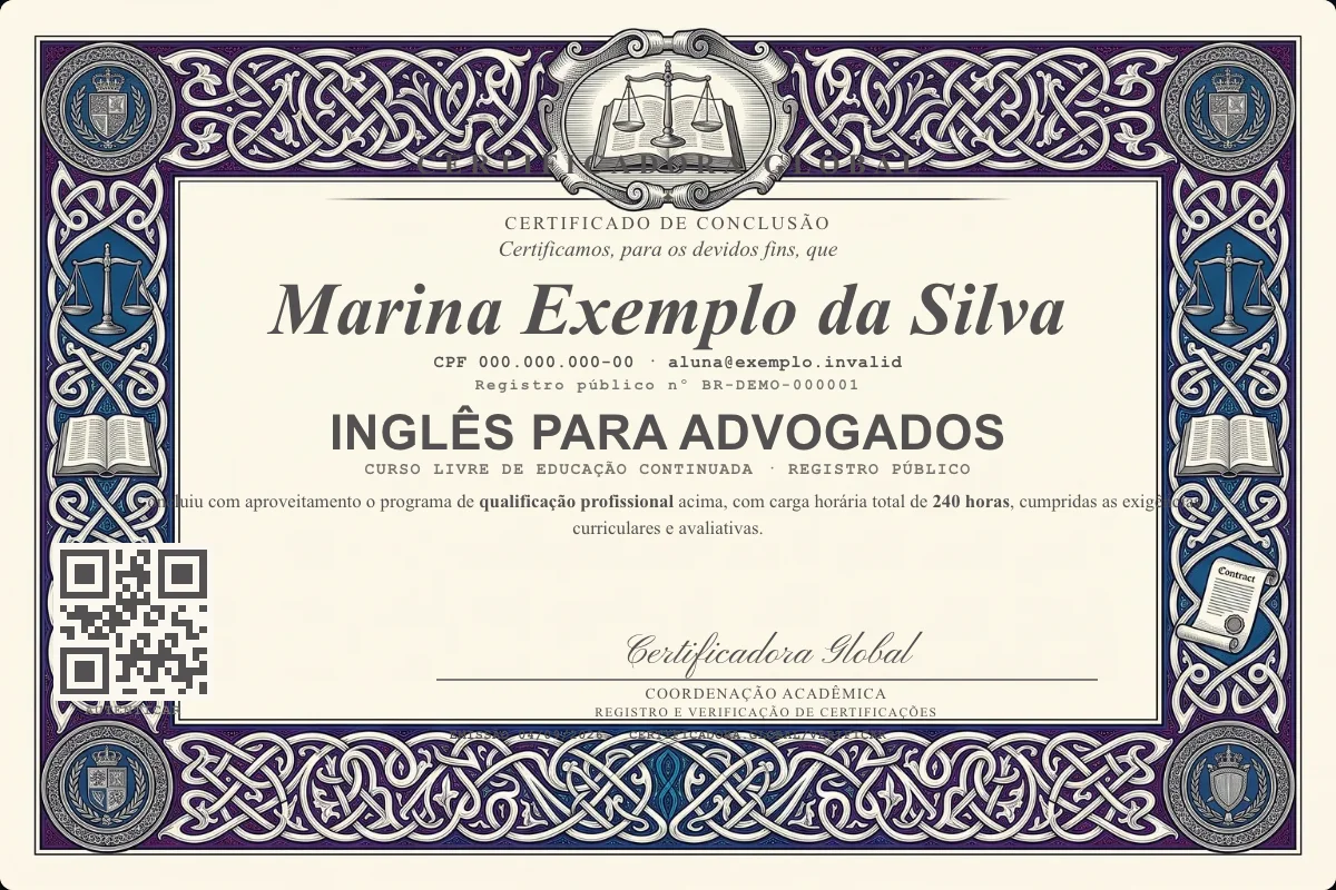 Capa do curso Inglês para Advogados