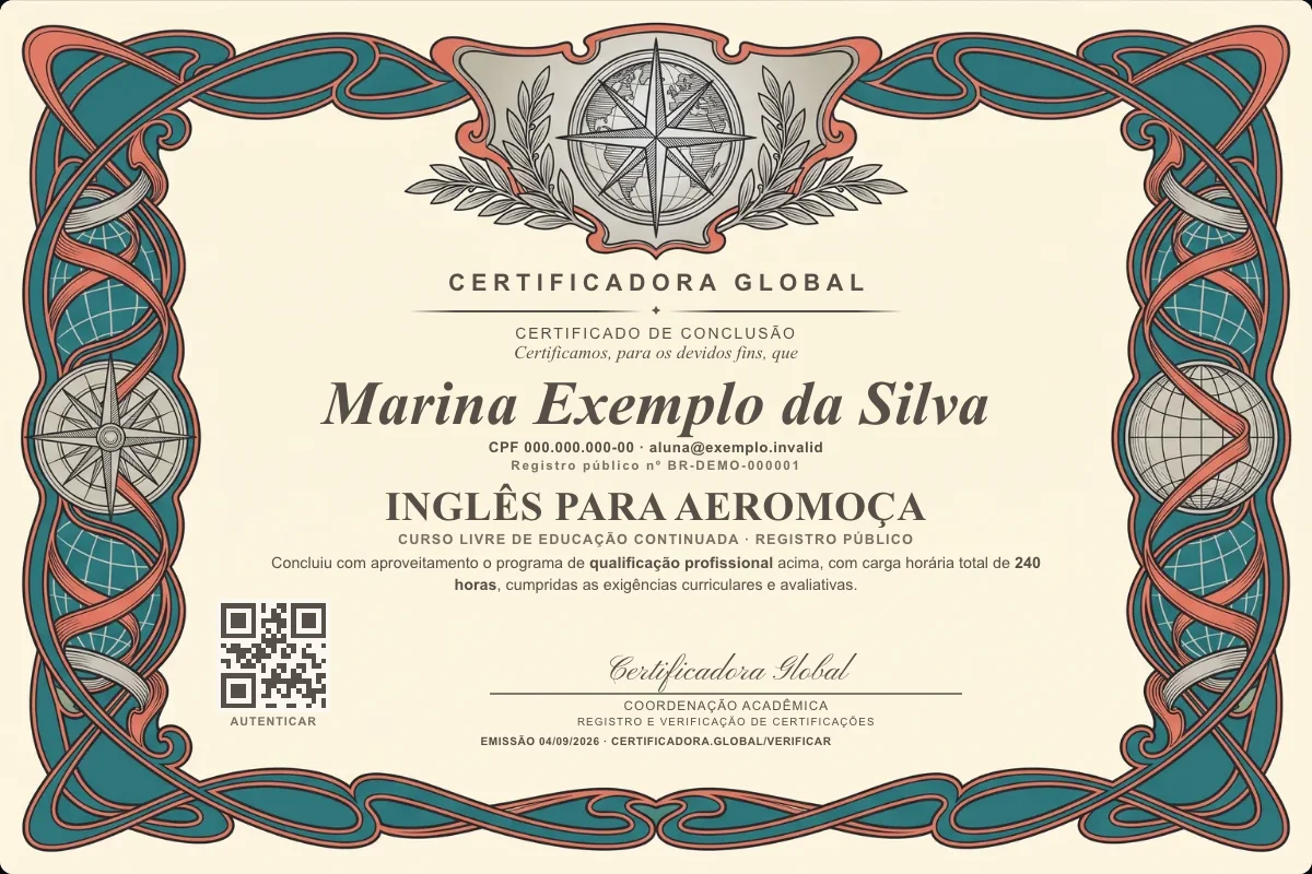 Capa do curso Inglês para Aeromoça