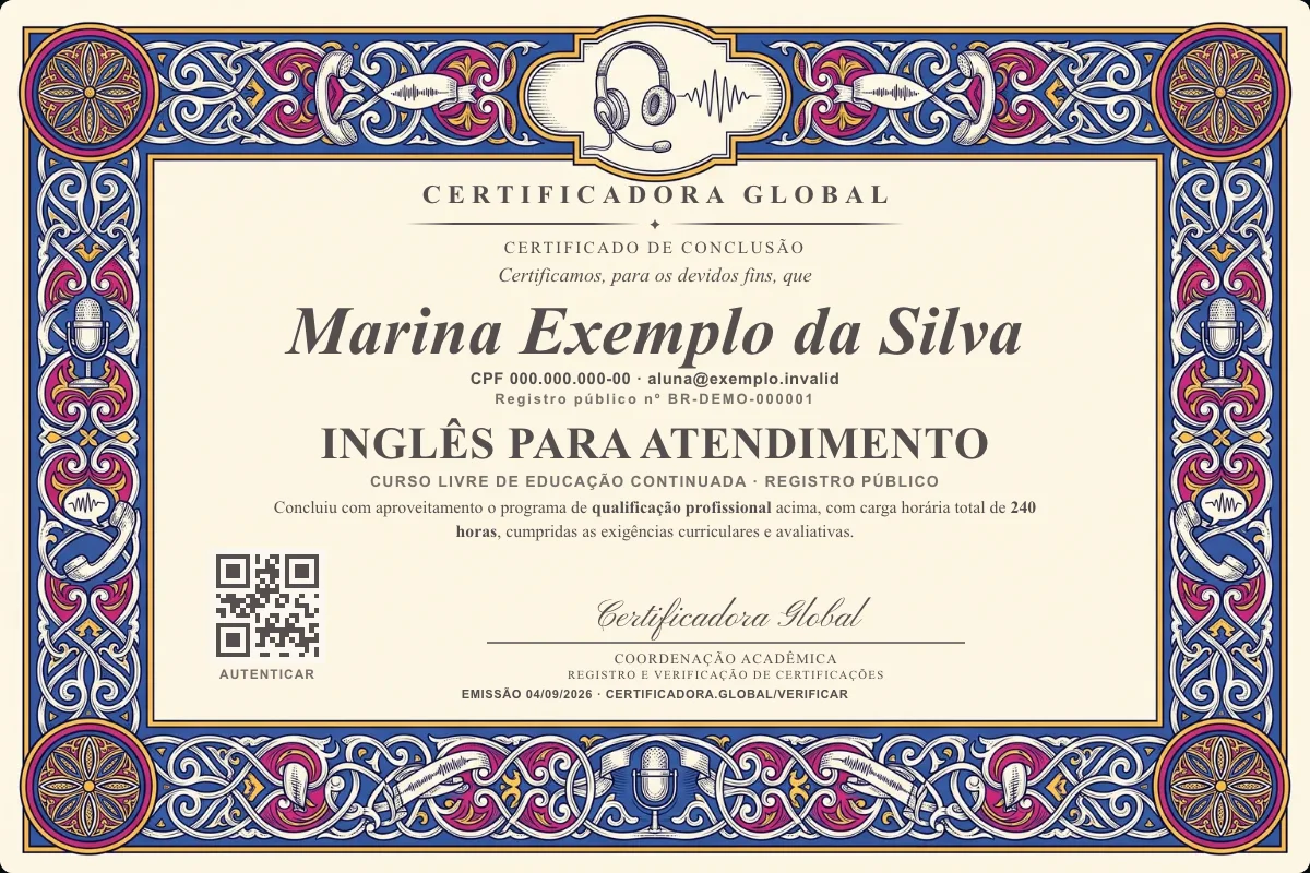 Capa do curso Inglês para Atendimento