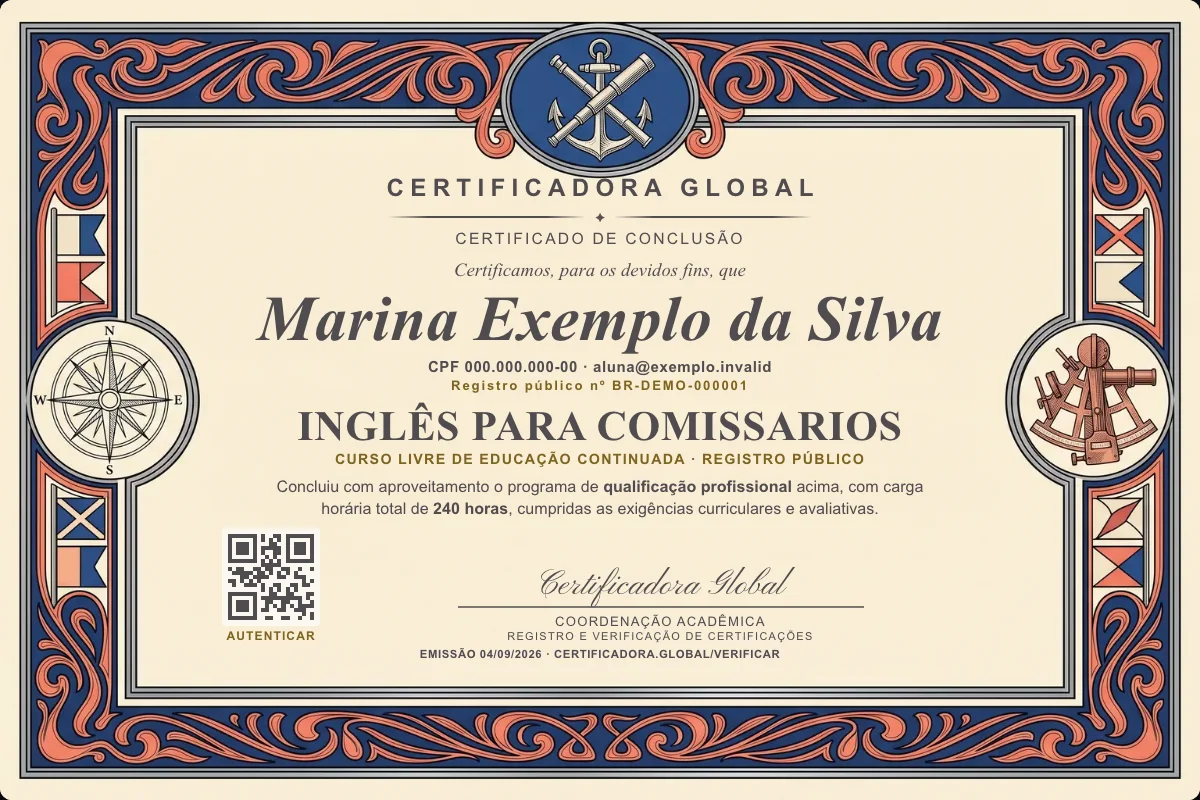 Capa do curso Inglês para Comissarios