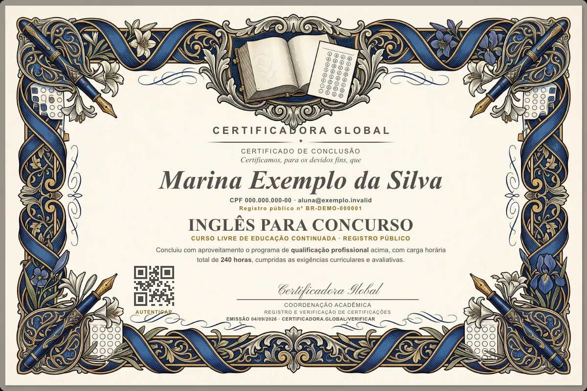 Capa do curso Inglês para Concurso