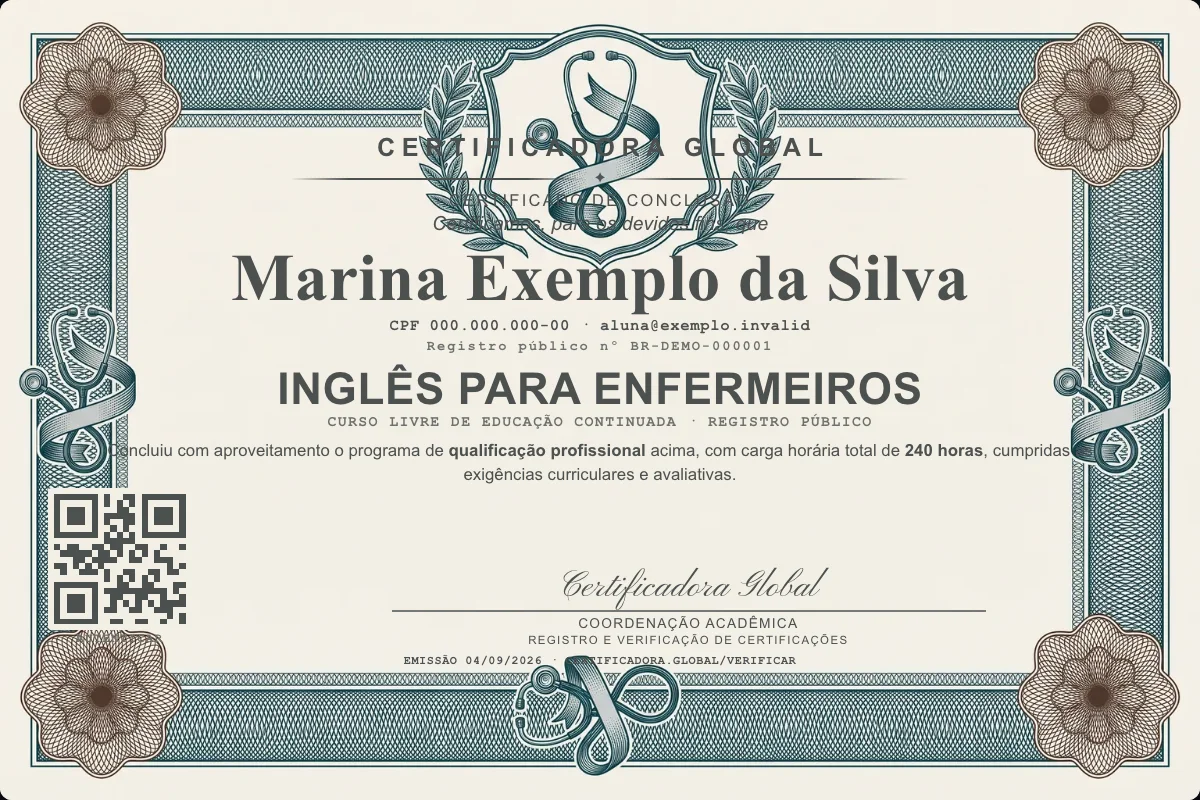 Capa do curso Inglês para Enfermeiros