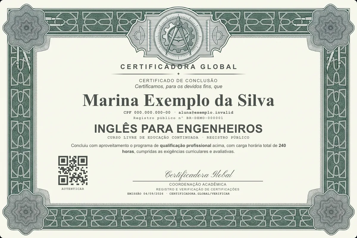 Capa do curso Inglês para Engenheiros