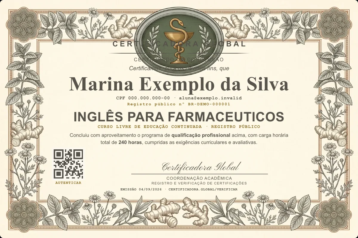 Capa do curso Inglês para Farmaceuticos