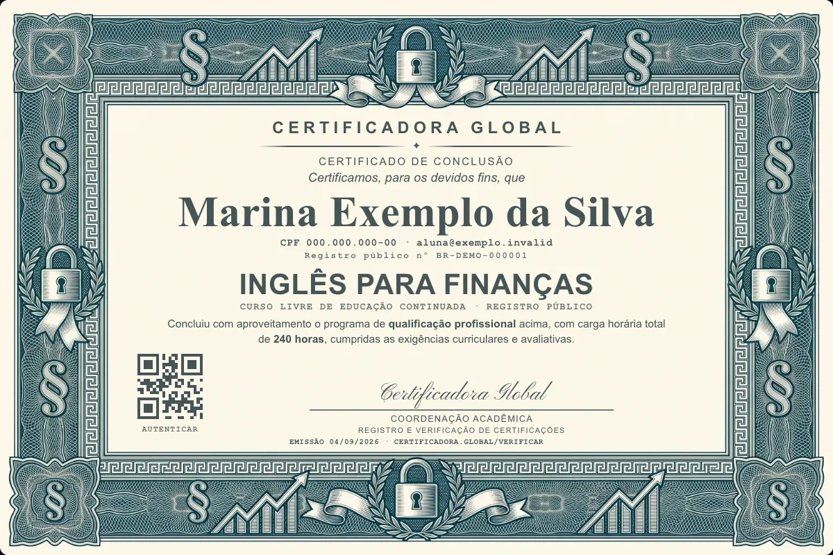 Capa do curso Inglês para Finanças