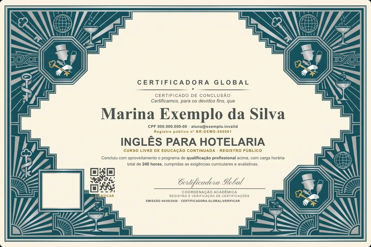 Capa do curso Inglês para Hotelaria