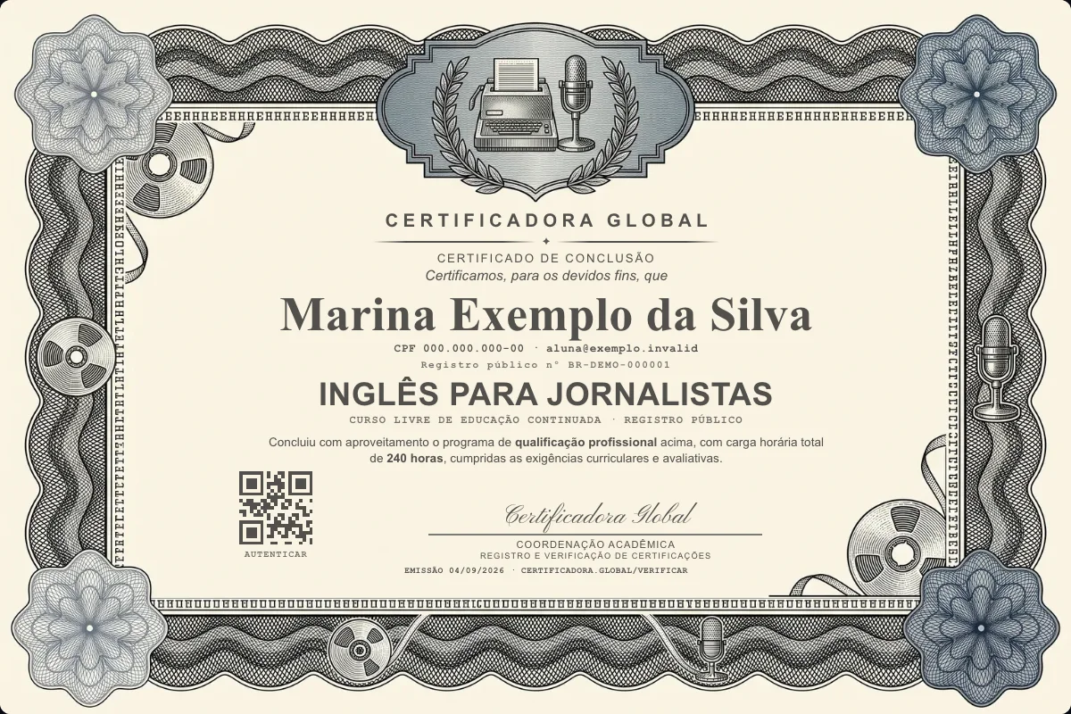 Capa do curso Inglês para Jornalistas