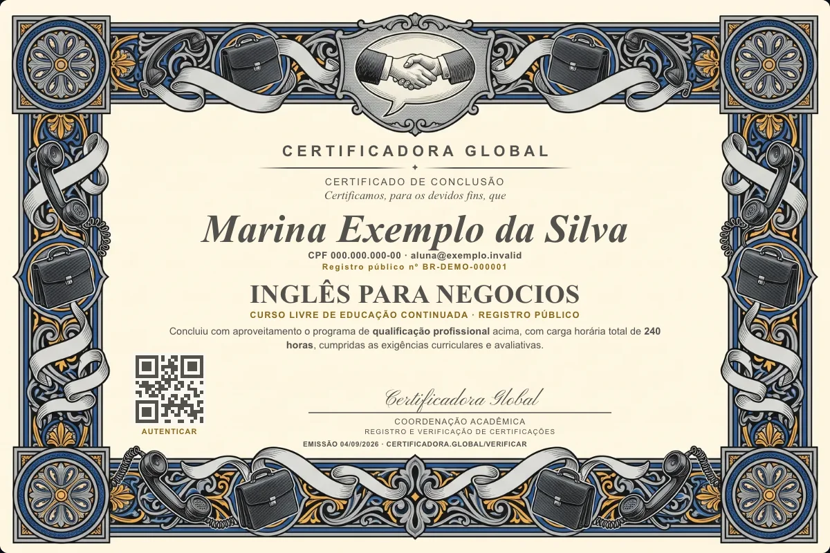 Capa do curso Inglês para Negocios