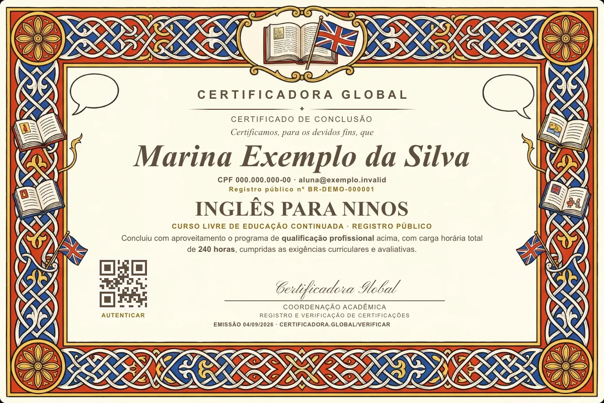 Capa do curso Inglês para Ninos