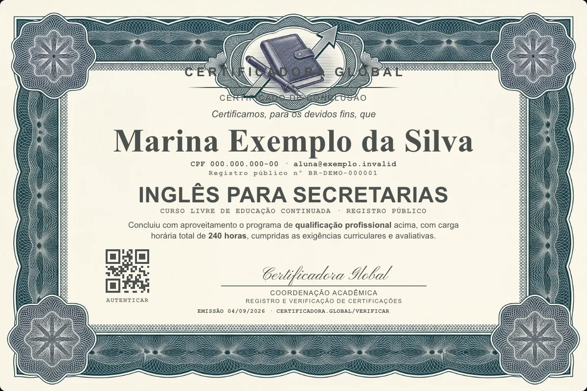 Capa do curso Inglês para Secretarias