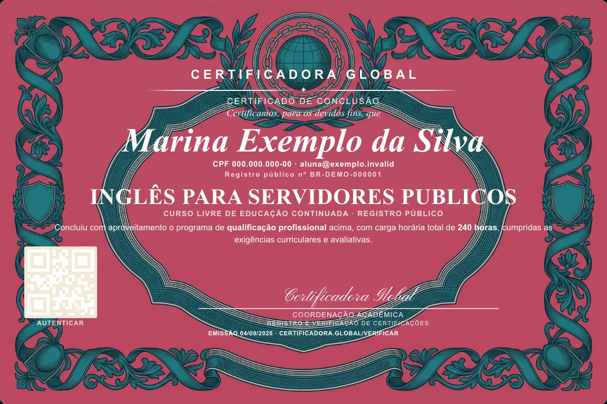 Capa do curso Inglês para Servidores Publicos