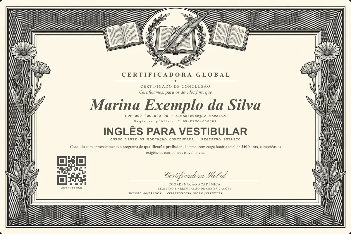 Capa do curso Inglês para Vestibular