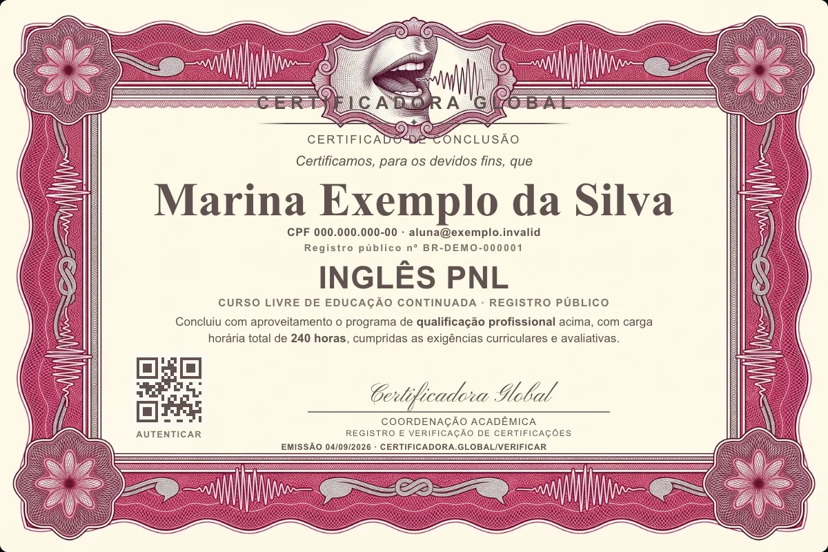 Capa do curso Inglês PNL