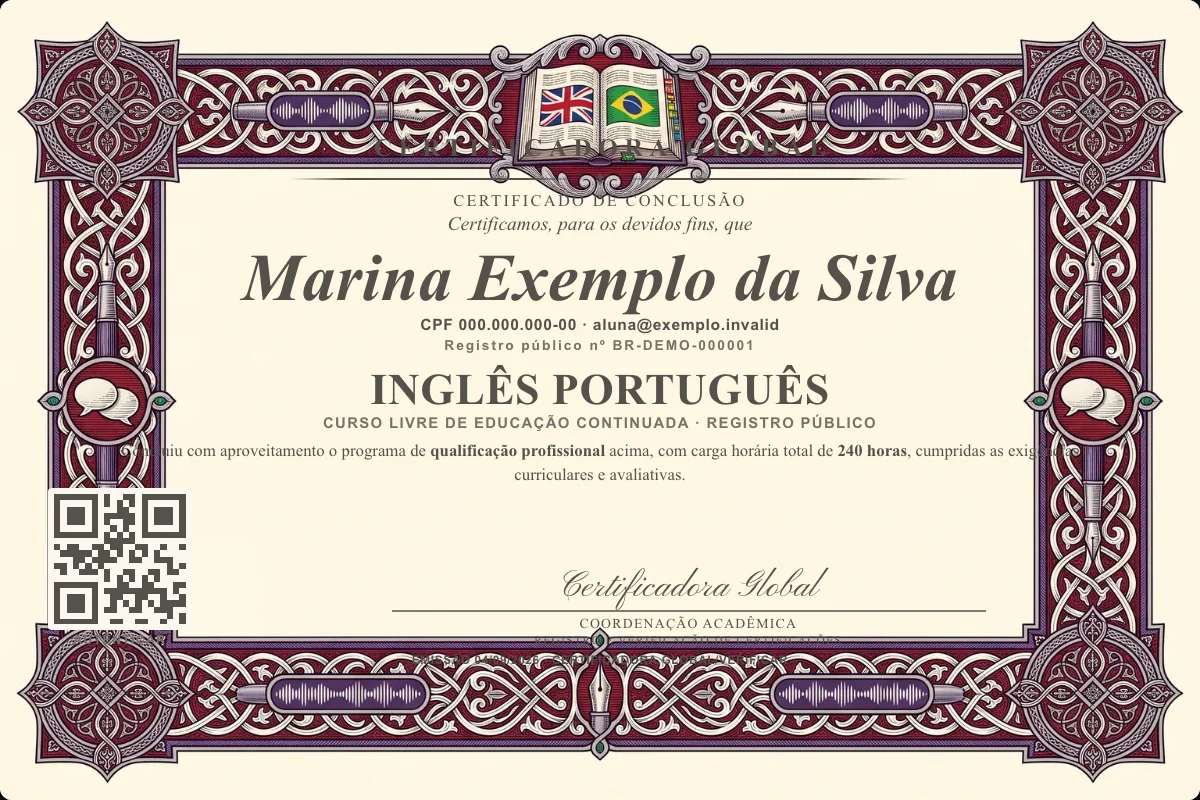 Capa do curso Inglês Português