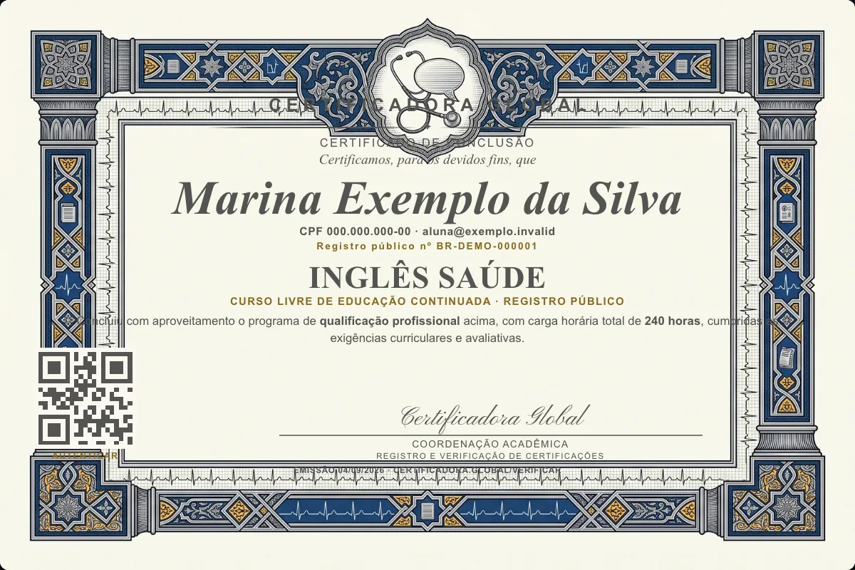 Capa do curso Inglês Saúde
