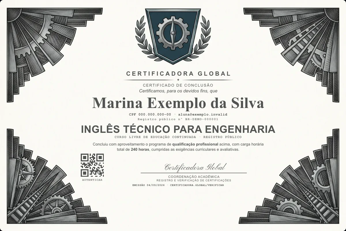 Capa do curso Inglês Técnico para Engenharia