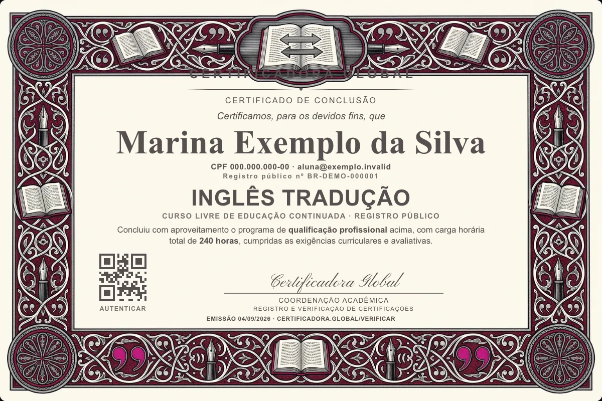 Capa do curso Inglês Tradução